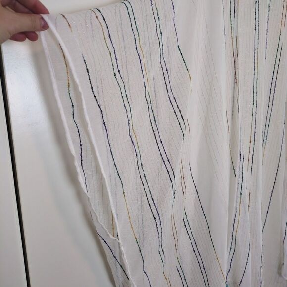 Torrid Women's Ivory & Rainbow Stripe Fringe Ruana Size One size OS - Picture 4 of 5